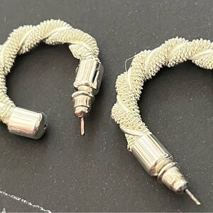 Elegant Silver Twisted Hoop Earrings